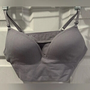 NWT La Vie en Rose bralette cups bra light support mauve ribbed stretch 36B
